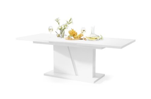 NOBLE NOIR matte white – UP TO 218 cm EXTENDABLE TABLE!