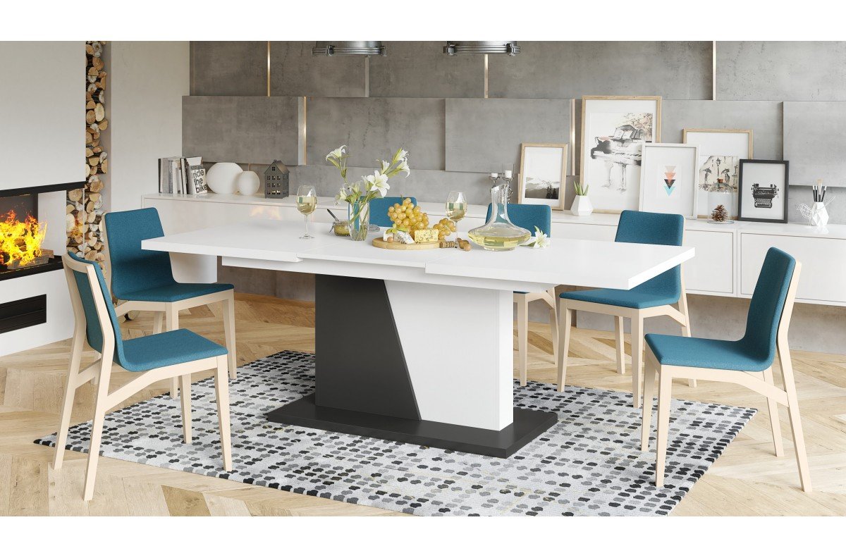 NOBLE NOIR matt white/anthracite (dark grey) - UP TO 218 cm EXTENDABLE TABLE! - Image 2