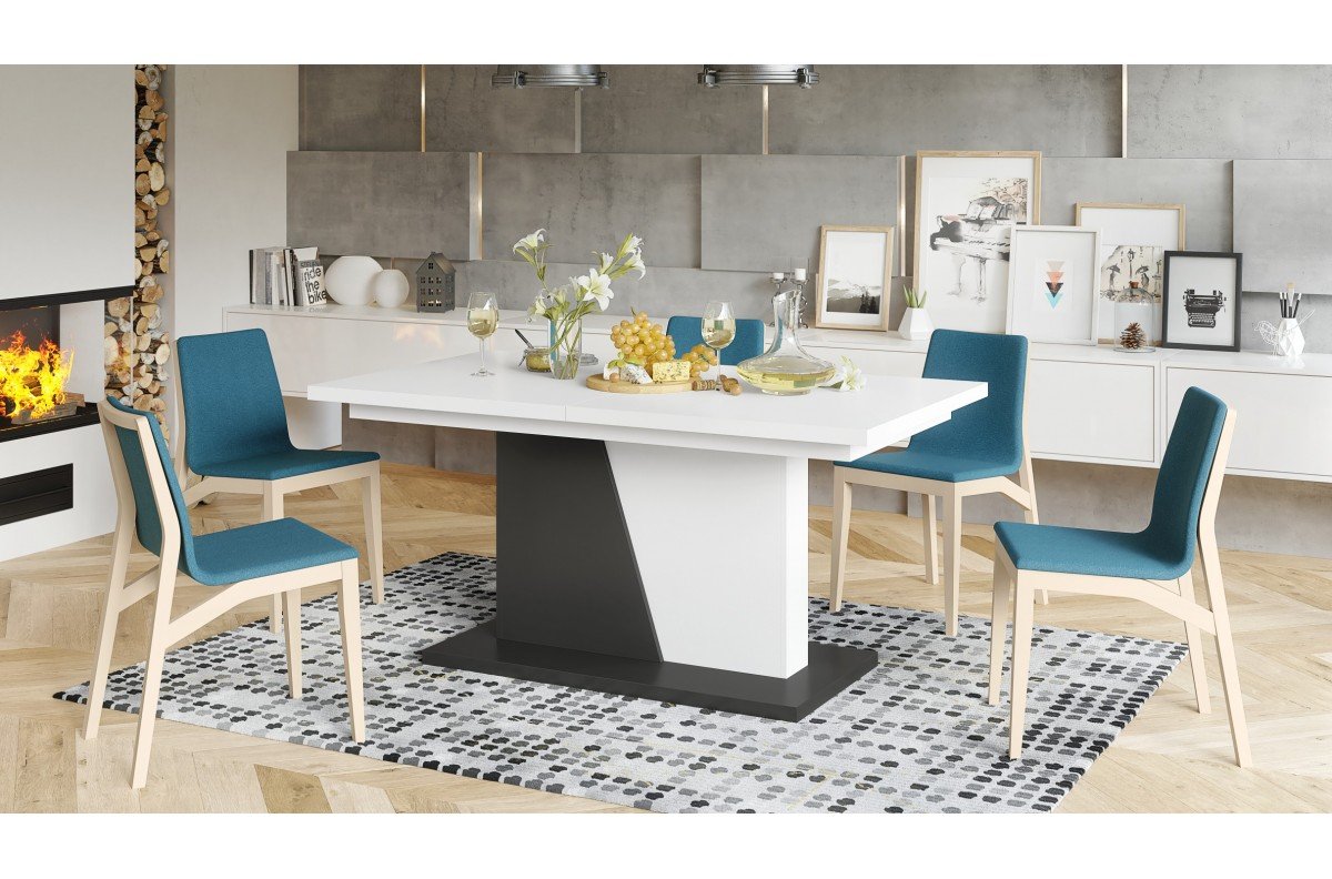 NOBLE NOIR matt white/anthracite (dark grey) - UP TO 218 cm EXTENDABLE TABLE! - Image 3