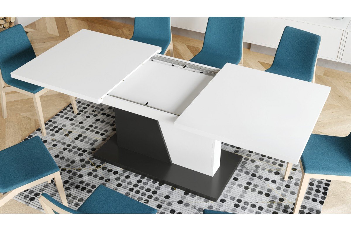 NOBLE NOIR matt white/anthracite (dark grey) - UP TO 218 cm EXTENDABLE TABLE! - Image 4