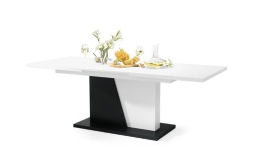 NOBLE NOIR matte white/matte black – UP TO 218 cm extendable table!