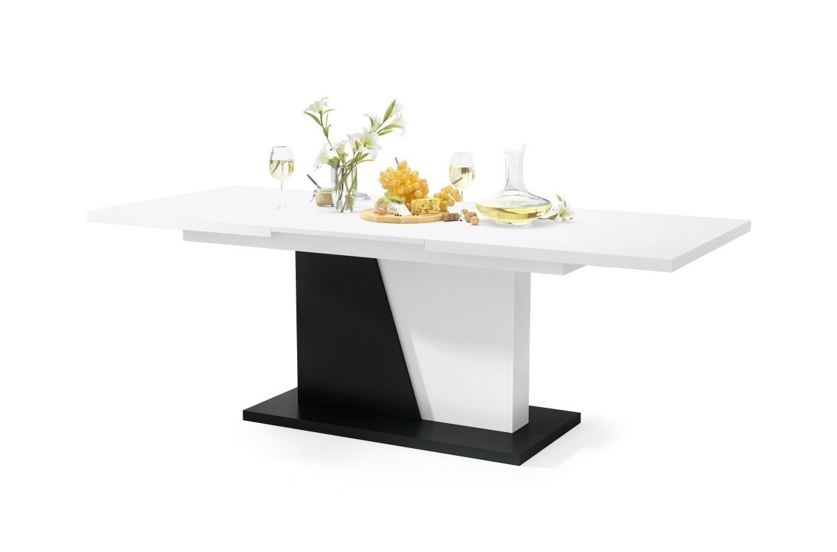 NOBLE NOIR matte white/matte black - UP TO 218 cm extendable table!