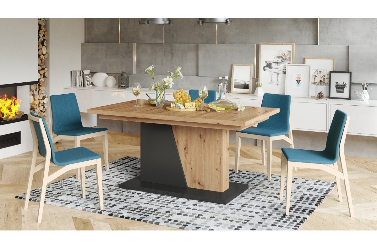 NOBLE NOIR Artisan Oak/Anthracite (dark gray) - UP TO 218 cm EXTENDABLE TABLE! - Image 3