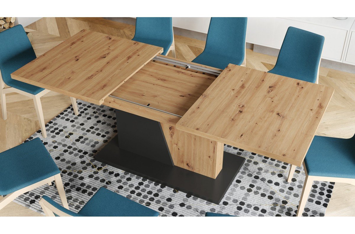 NOBLE NOIR Artisan Oak/Anthracite (dark gray) - UP TO 218 cm EXTENDABLE TABLE! - Image 4