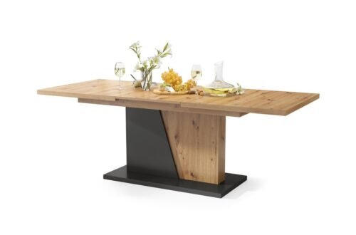 NOBLE NOIR Artisan Oak/Anthracite (dark gray) – UP TO 218 cm EXTENDABLE TABLE!