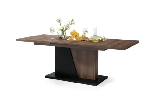 NOBLE NOIR brown oak / matte black – UP TO 218 cm extendable table!