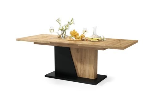 NOBLE NOIR Gold Craft oak/matte black – UP TO 218 cm EXTENDABLE TABLE!