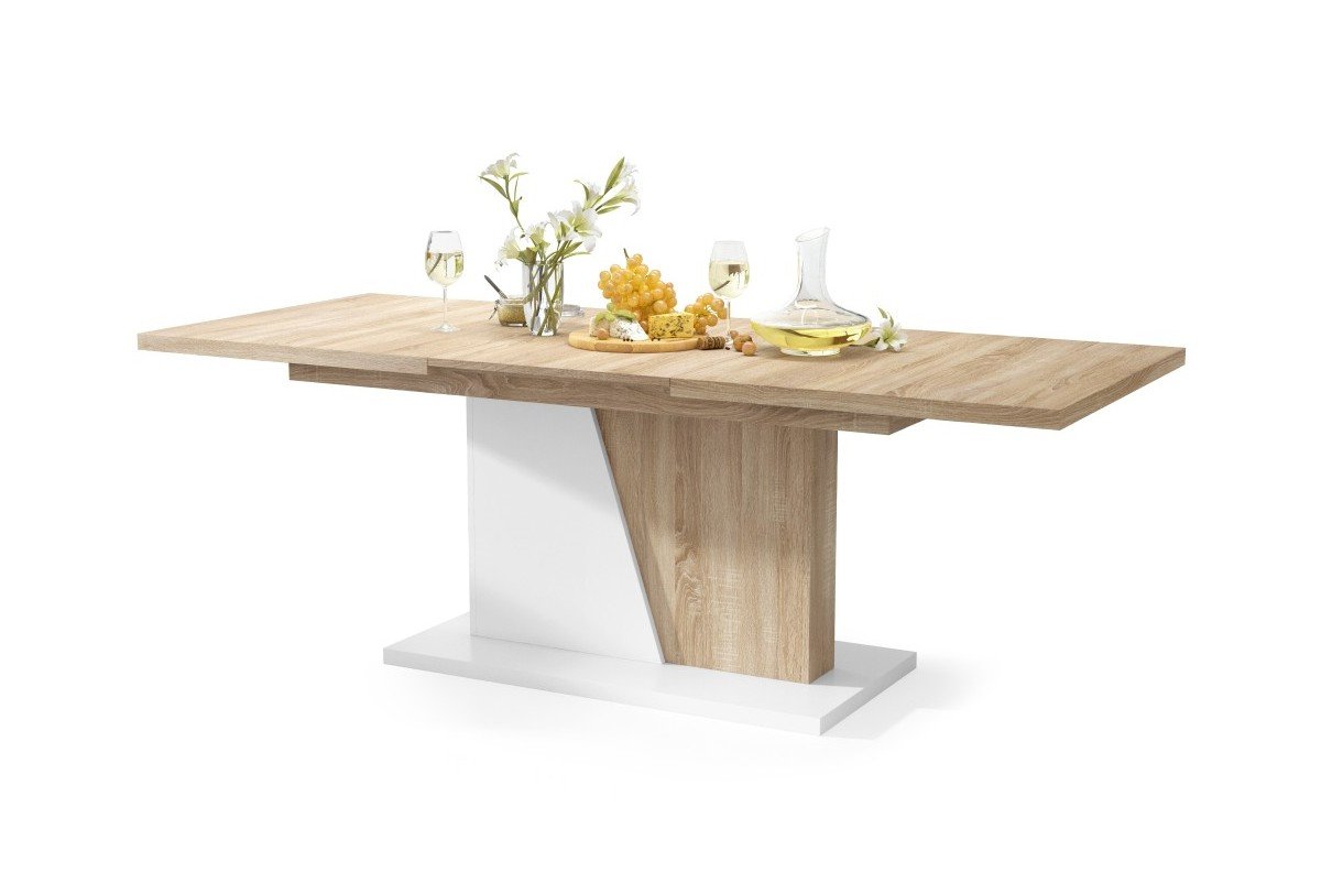 NOBLE NOIR Sonoma oak/matte white - UP TO 218 cm EXTENDABLE TABLE!