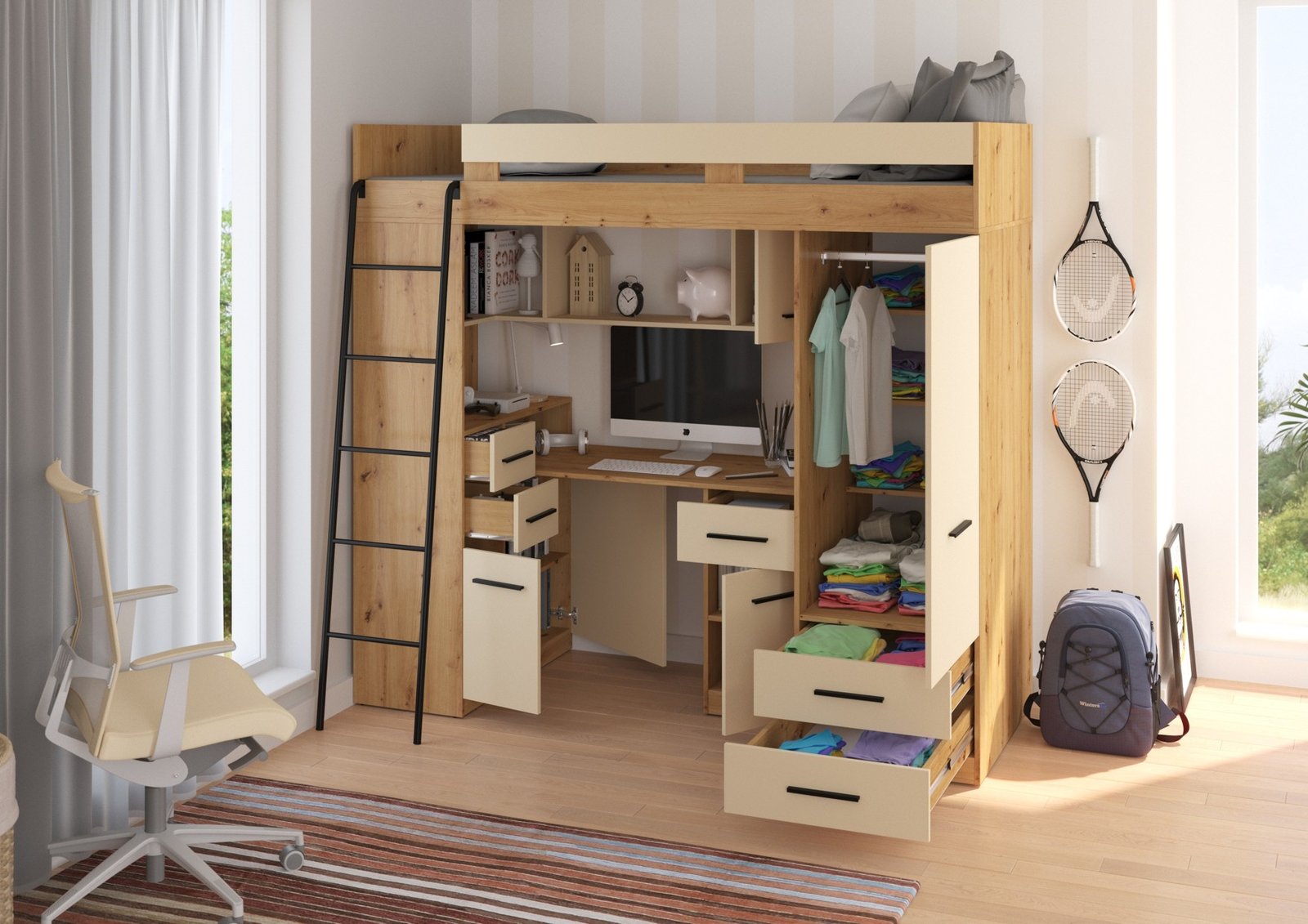 SMYK L mezzanine, matt color, oak/cream - Image 2