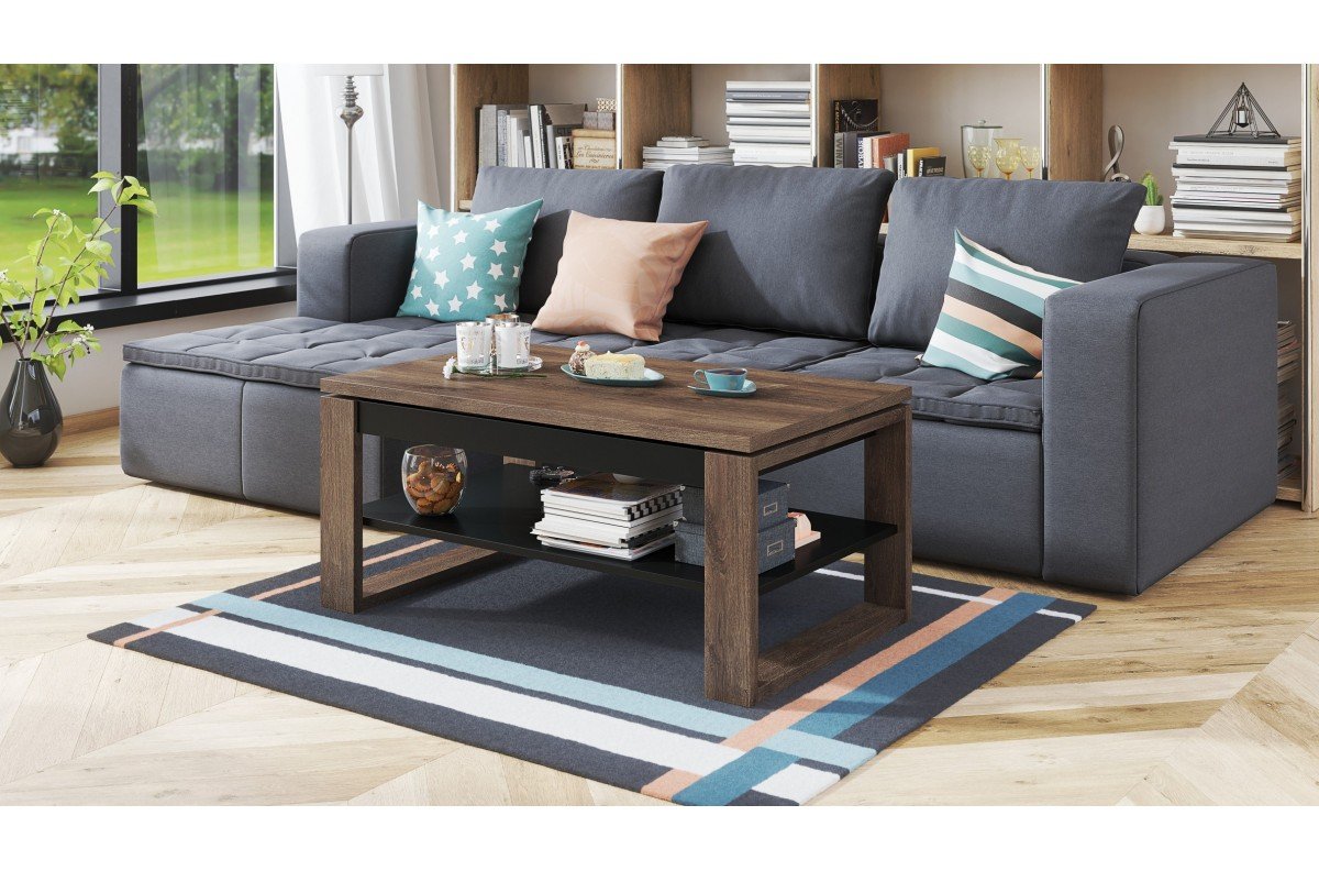 NU brown oak/matte black - MODERN COFFEE TABLE WITH LIFT TOP - Image 2