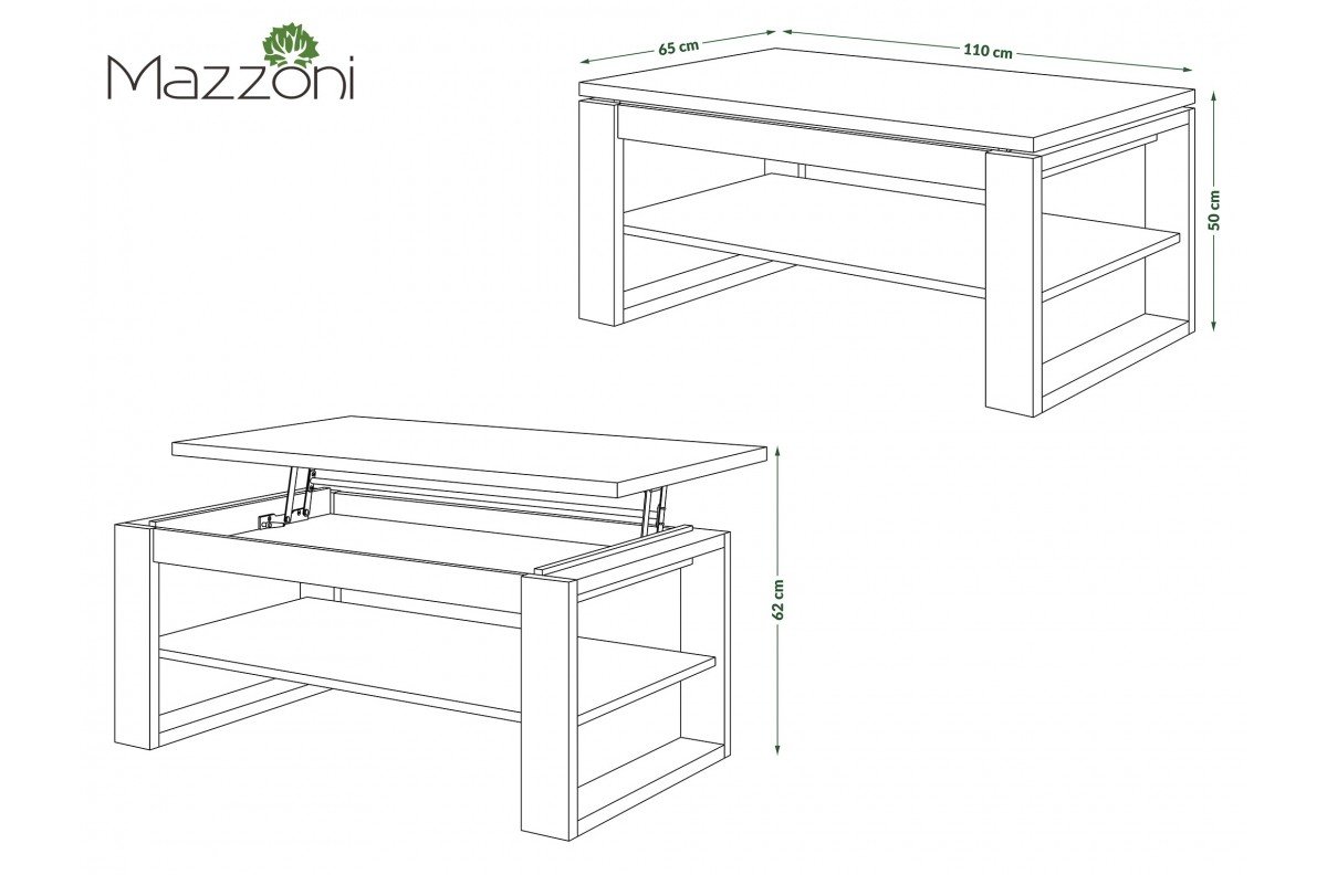 NU brown oak/matte black - MODERN COFFEE TABLE WITH LIFT TOP - Image 5