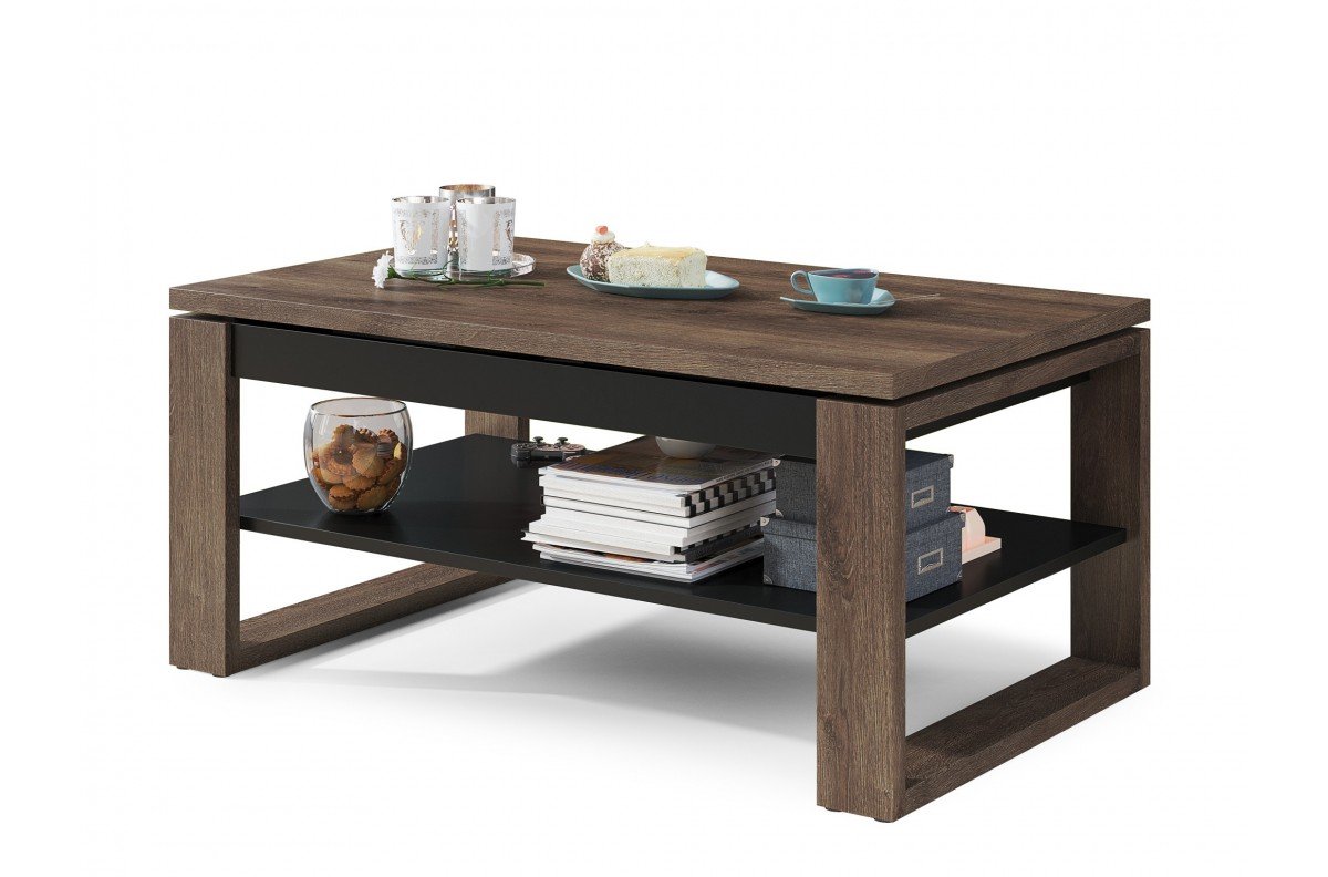 NU brown oak/matte black - MODERN COFFEE TABLE WITH LIFT TOP - Image 6