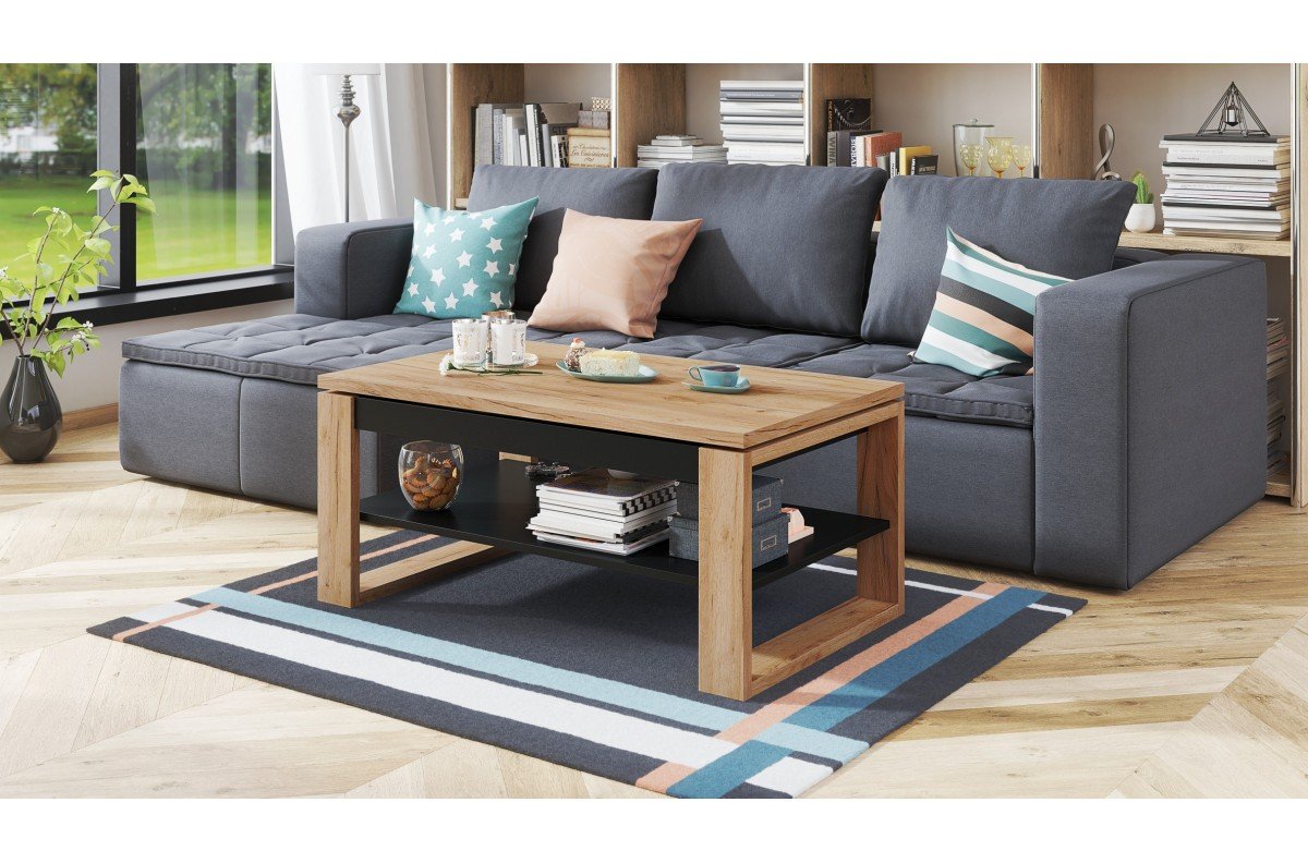 NUO Craft Oak Gold/Matte Black - MODERN COFFEE TABLE WITH LIFT TOP - Image 2