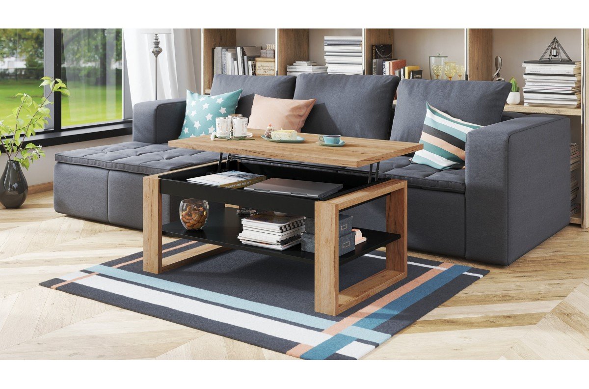 NUO Craft Oak Gold/Matte Black - MODERN COFFEE TABLE WITH LIFT TOP - Image 3