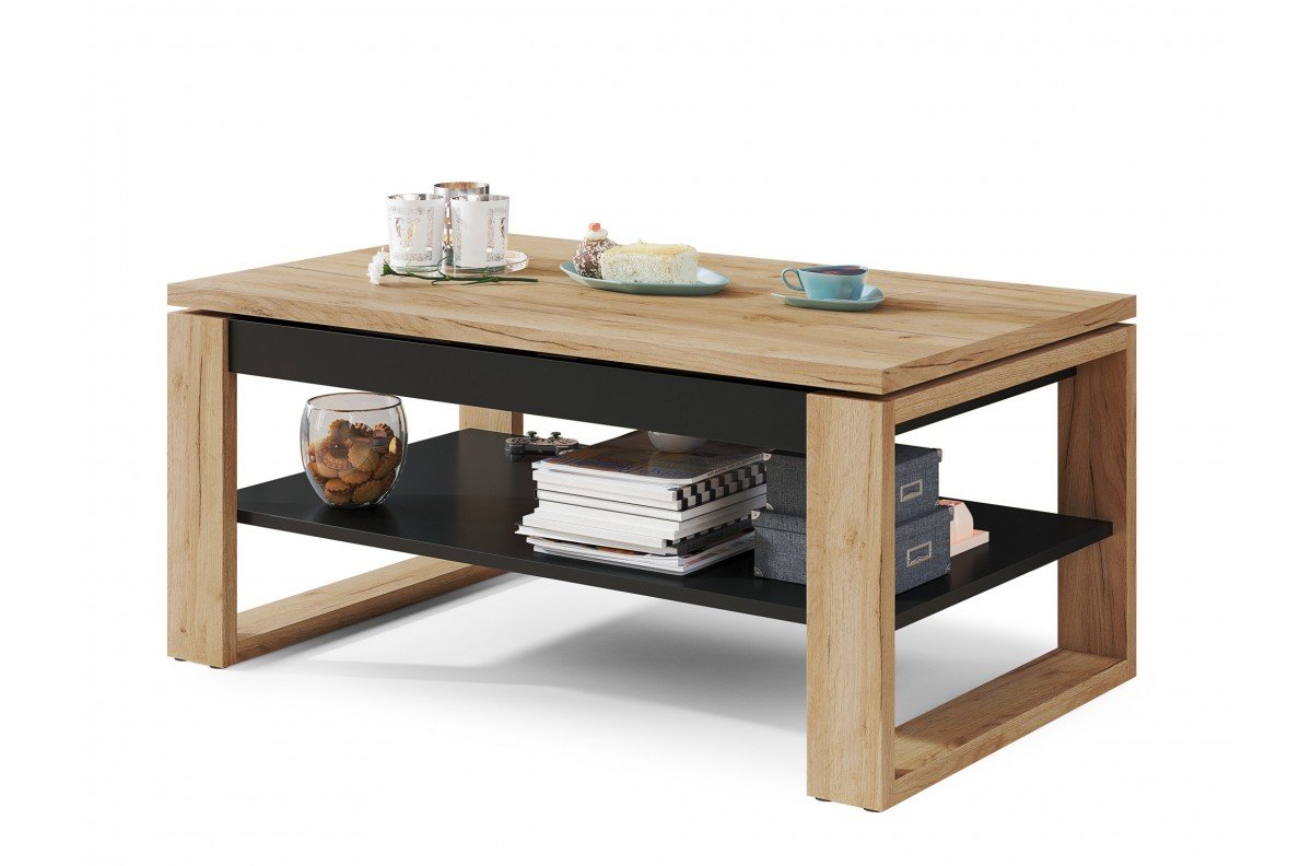 NUO Craft Oak Gold/Matte Black - MODERN COFFEE TABLE WITH LIFT TOP - Image 6