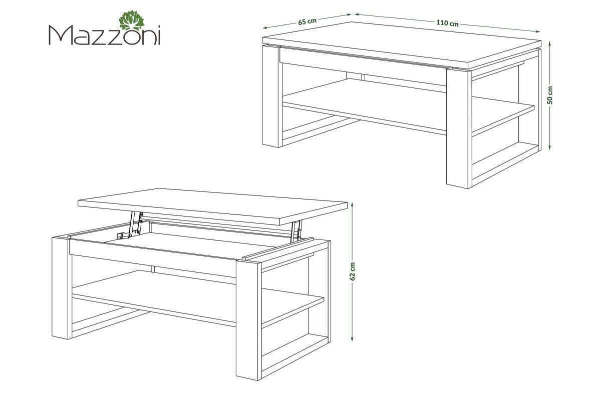 NU Wotan oak/matte white - MODERN COFFEE TABLE WITH LIFT TOP - Image 5
