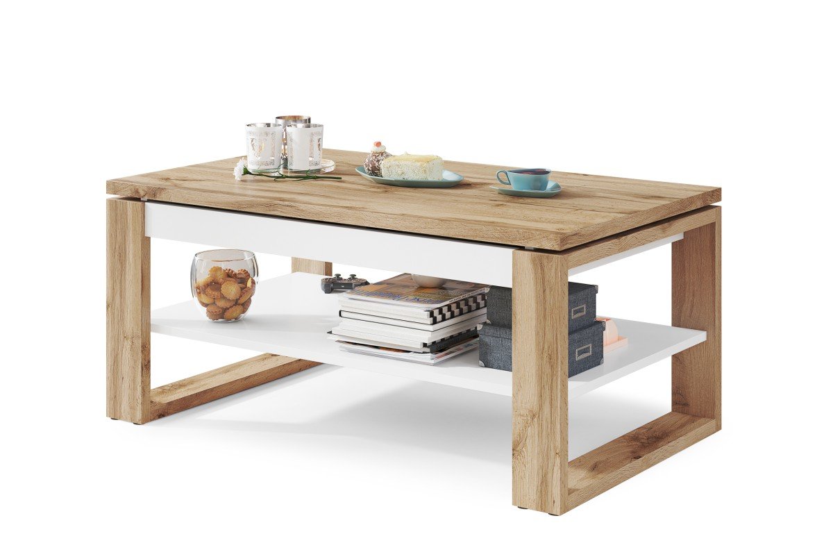 NU Wotan oak/matte white - MODERN COFFEE TABLE WITH LIFT TOP - Image 6