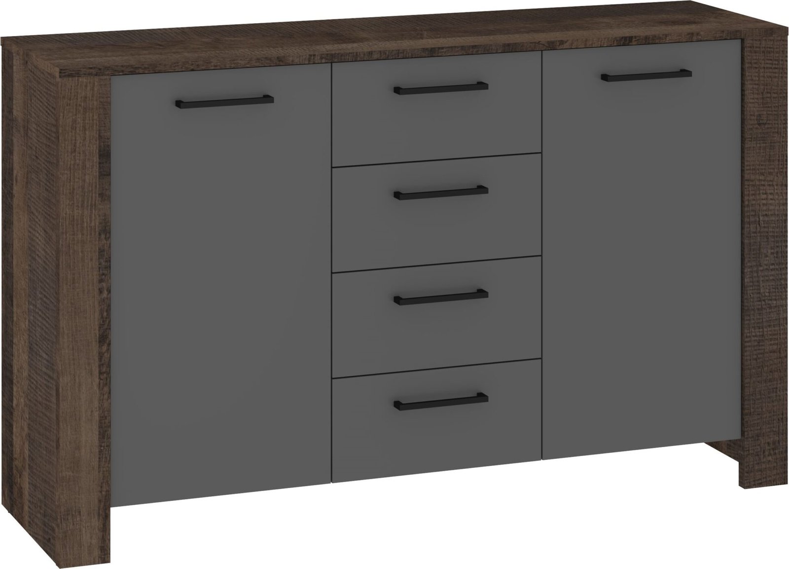 SLIDE 03 large chest of drawers with doors for the living room, oak and graphite color