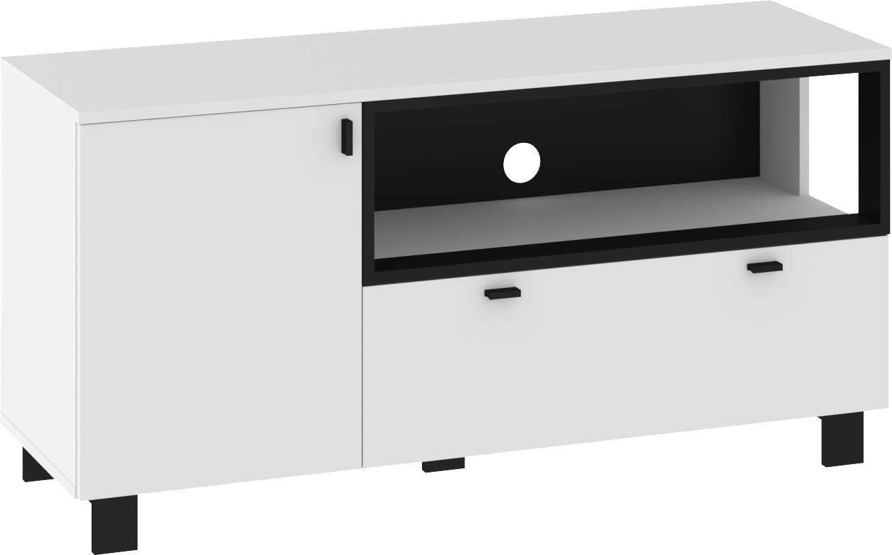 VEGAS 12 furniture chest of drawers, TV cabinet for living room, loft, white, black