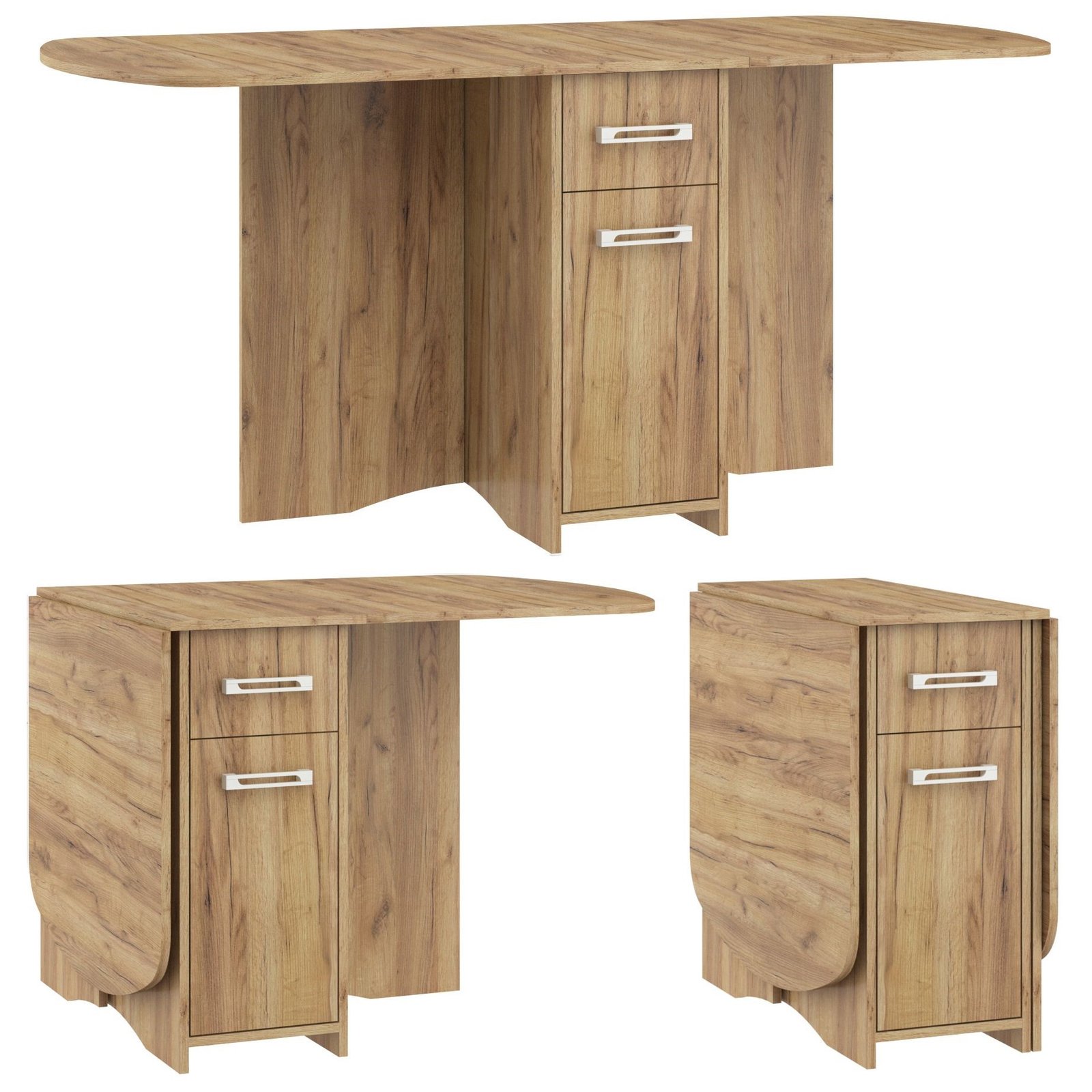 10 EXPERT extendable folding table for dining room, kitchen, kitchenware store, oak color, gold color
