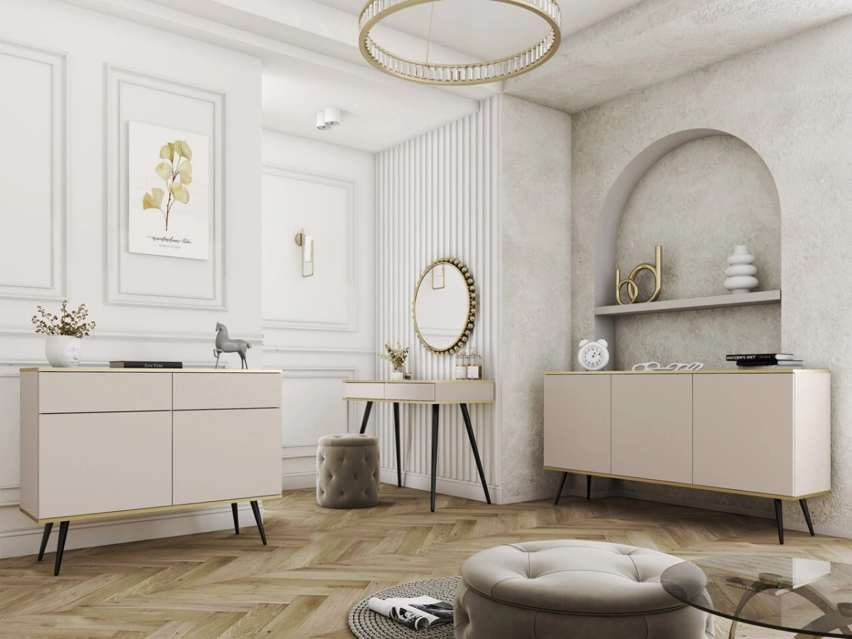 Beige chest of drawers with cabinets and drawers Oro KSZ107 - Image 6