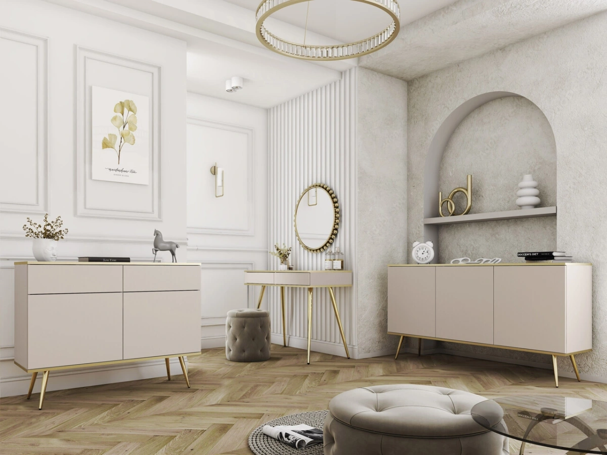 Beige chest of drawers with cabinets and drawers Oro KSZ107 - Image 7