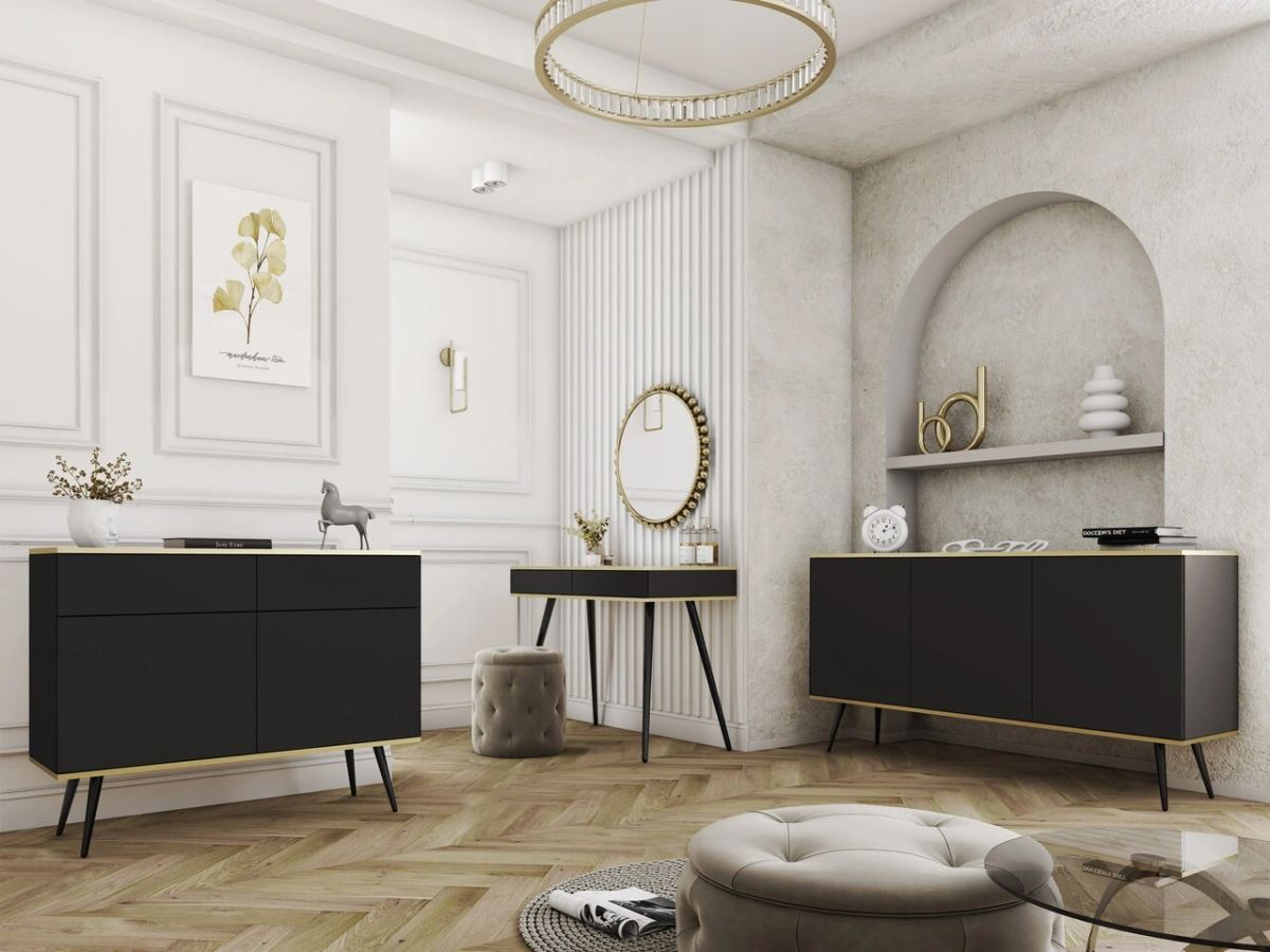 Black console dressing table with drawers Oro T102 - Image 7