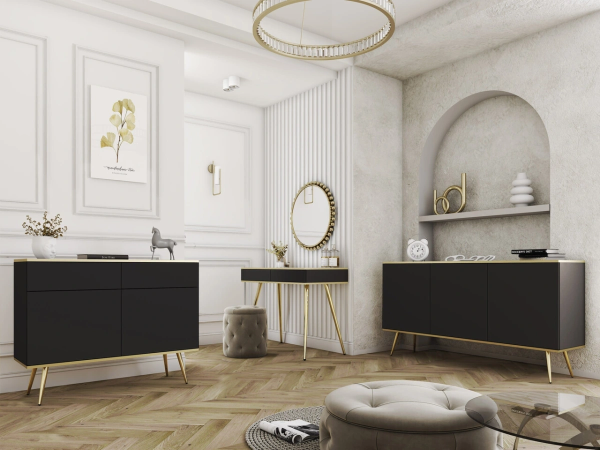 Black console dressing table with drawers Oro T102 - Image 6