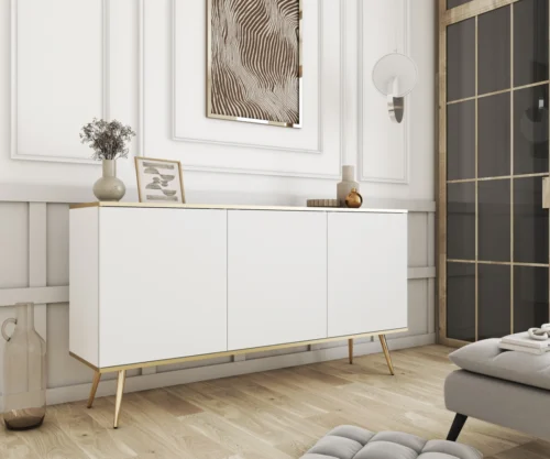 White chest of drawers with cabinets Oro K160