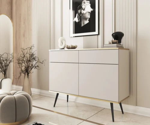 Beige chest of drawers with cabinets and drawers Oro KSZ107