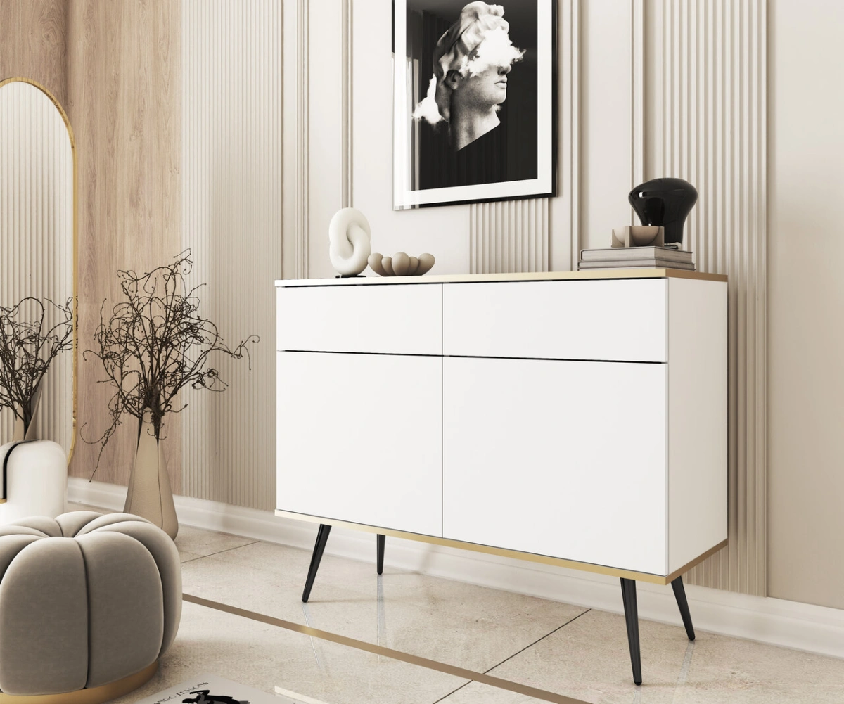 White chest of drawers with cabinets and drawers Oro KSZ107 - Image 2