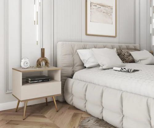 Beige bedside table with drawer Oro S54