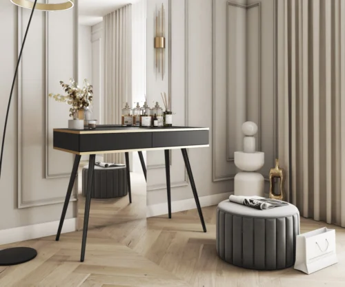 Black console dressing table with drawers Oro T102