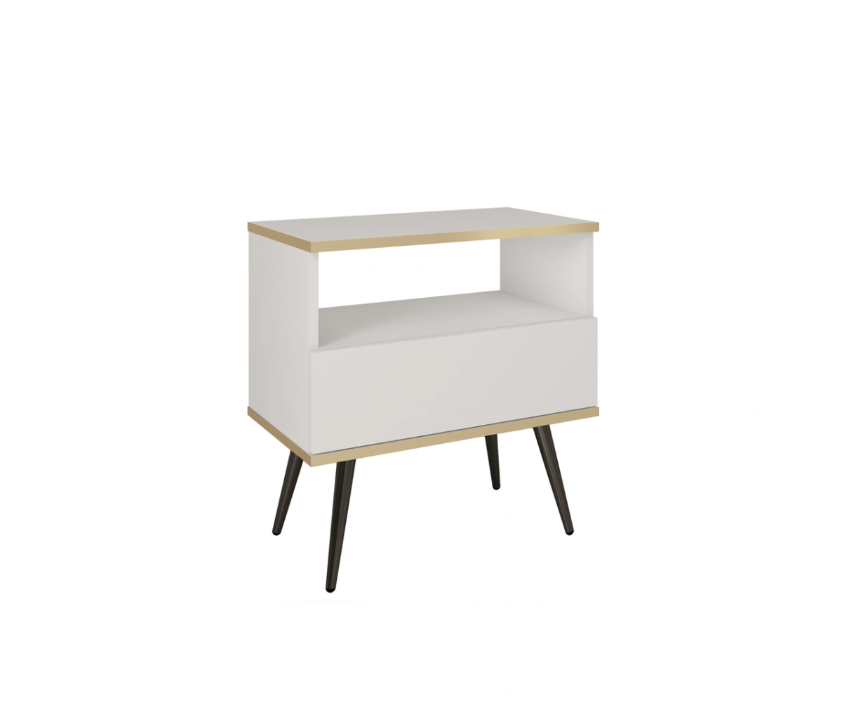 White bedside table with drawer Oro S54 - Image 3