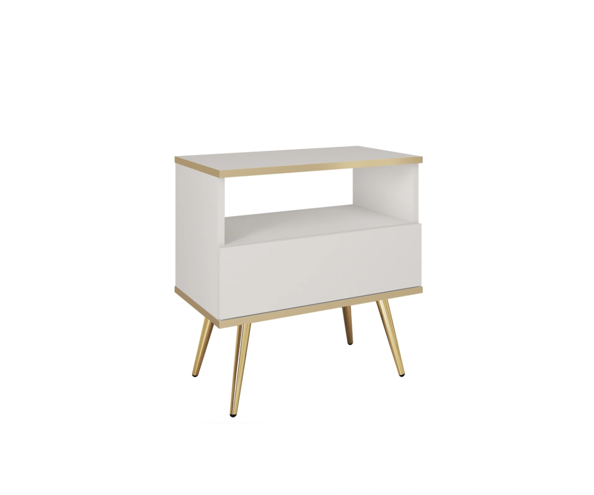 White bedside table with drawer Oro S54 - Image 4