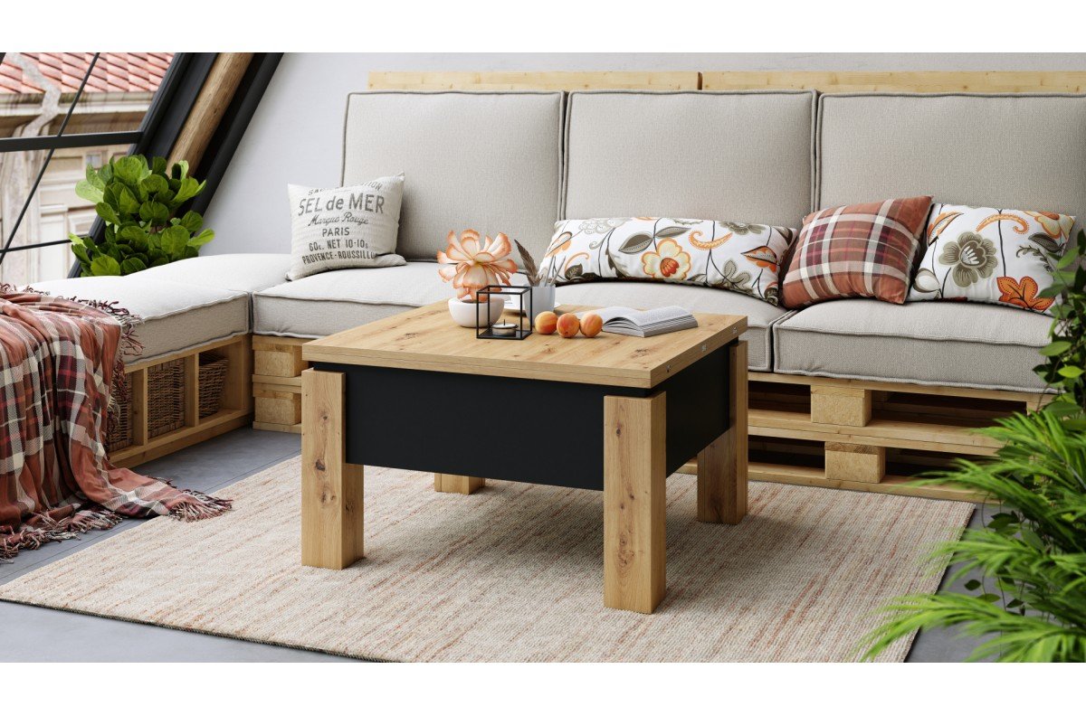 OSLO Artisan Oak/Black - FOLDING LIFT TABLE - Image 2