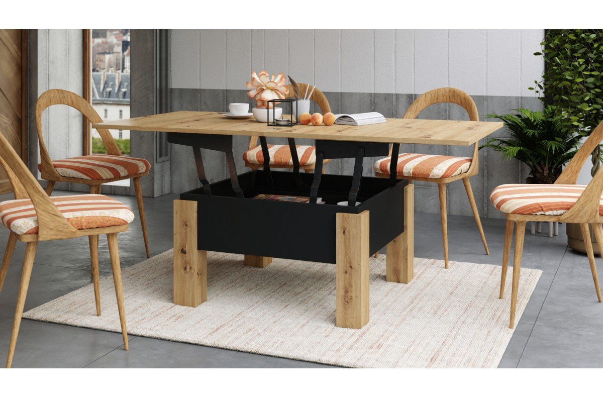 OSLO Artisan Oak/Black - FOLDING LIFT TABLE - Image 5
