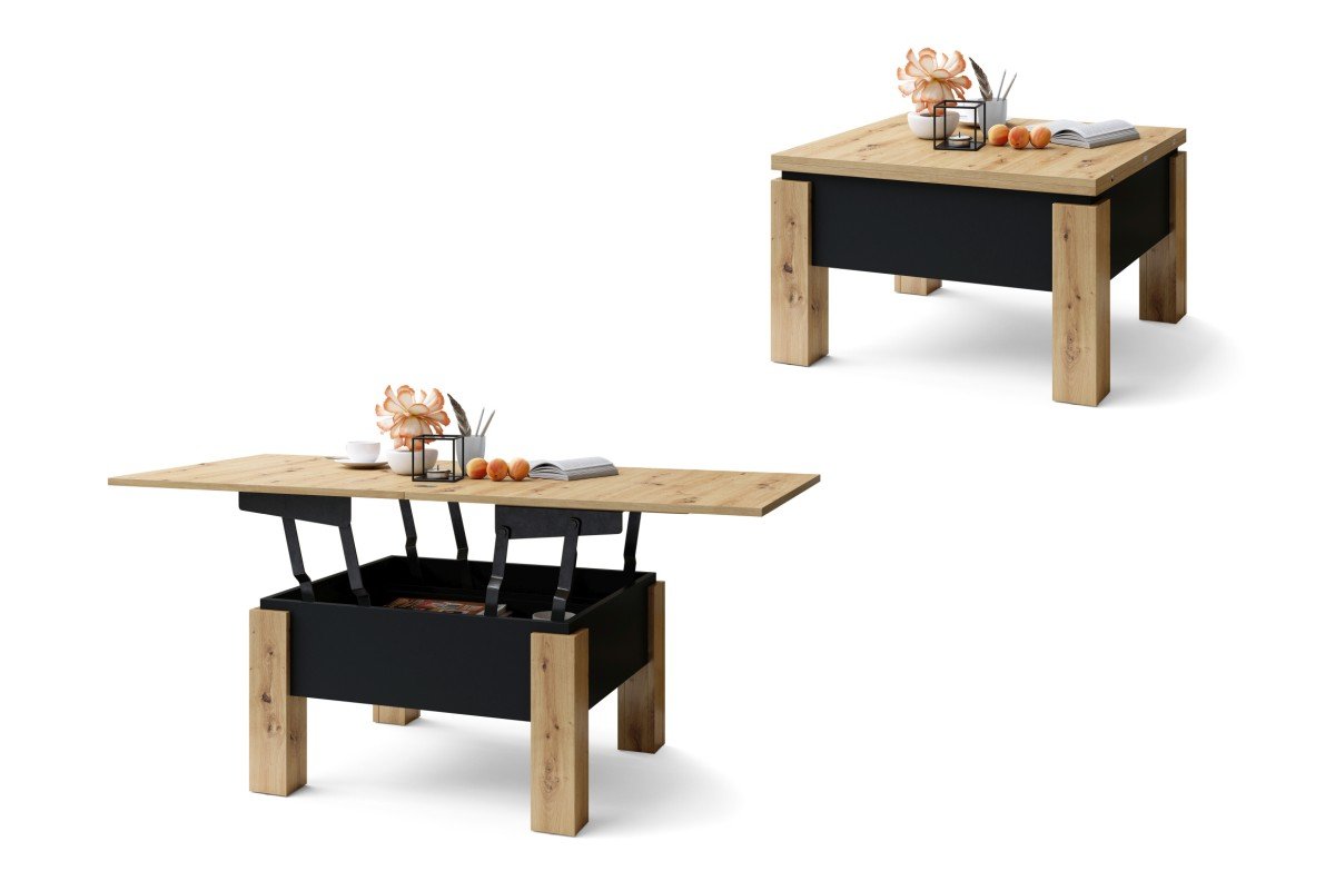 OSLO Artisan Oak/Black - FOLDING LIFT TABLE