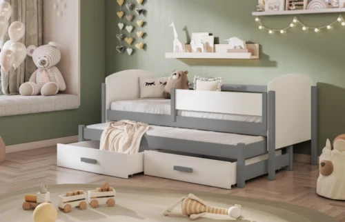 OWEN double youth folding bed with safety rail 80×181 cm