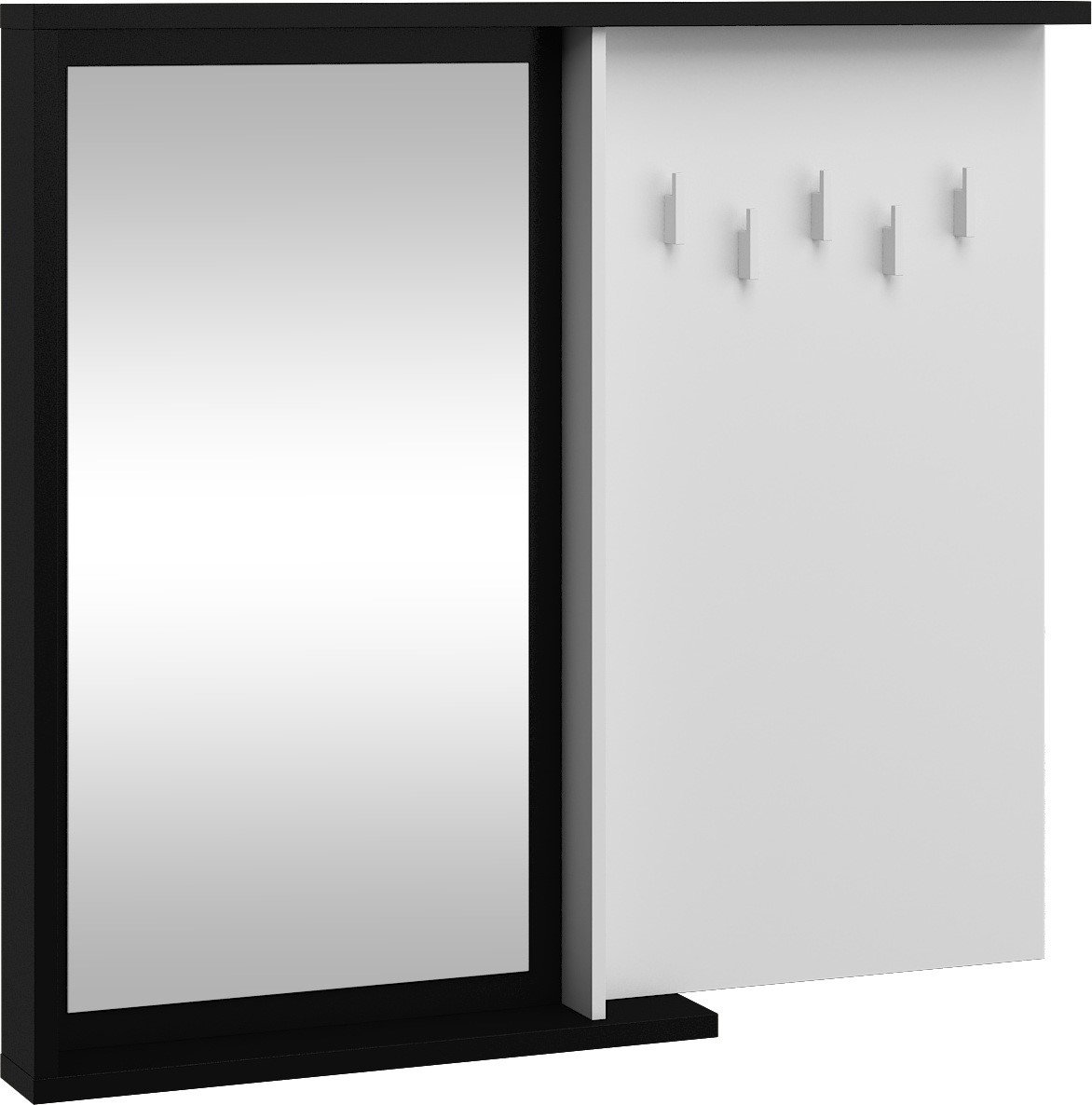 HYBRID 26 furniture rack with mirror for hallway, black and whiteHYBRID