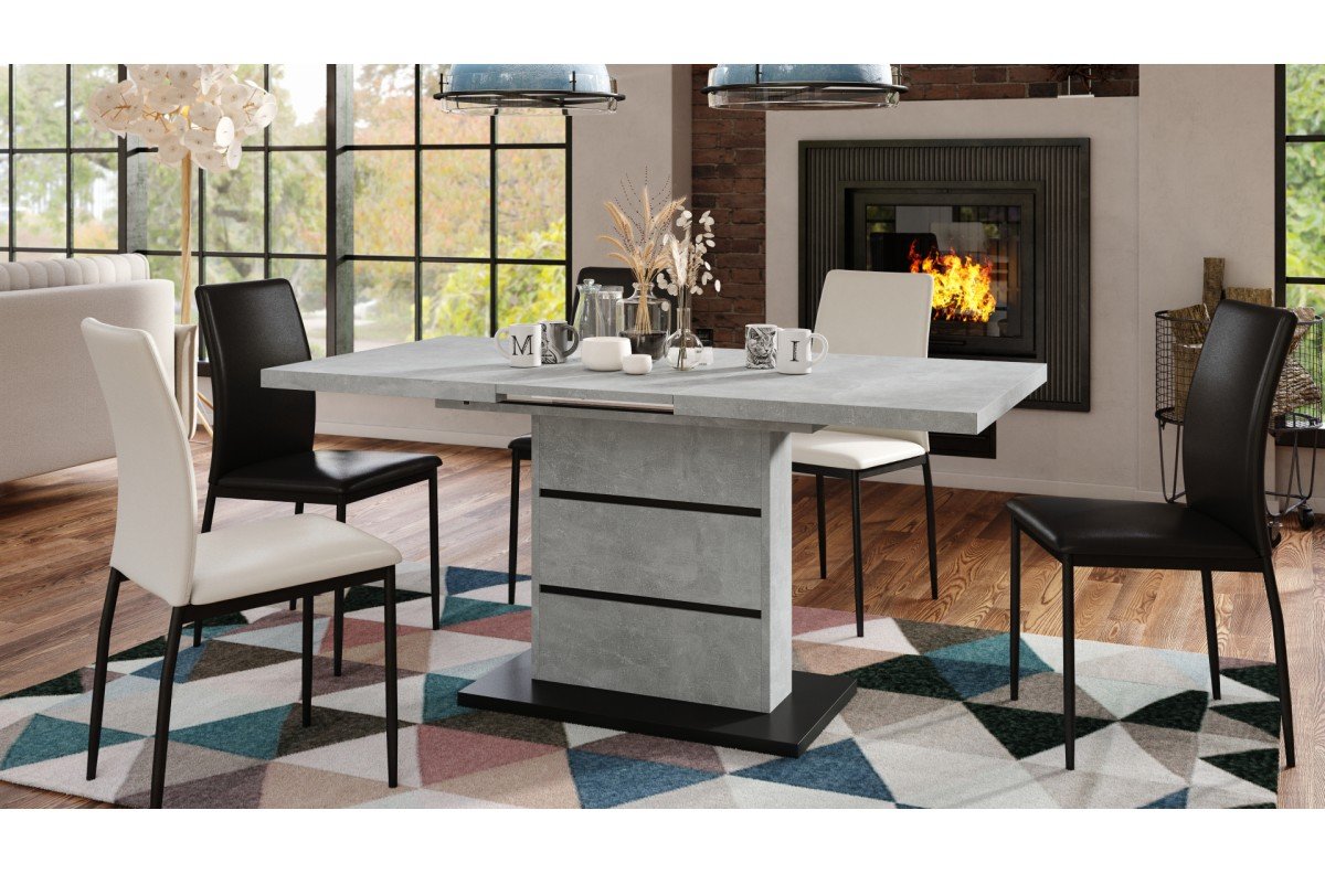 PIANO light concrete studio / matte black - MODERN table, extendable up to 200 cm! - Image 3