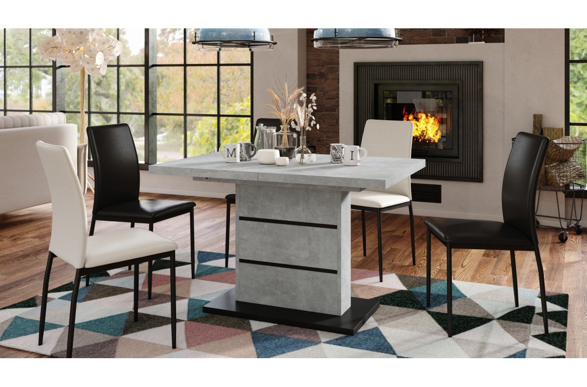 PIANO light concrete studio / matte black - MODERN table, extendable up to 200 cm! - Image 4