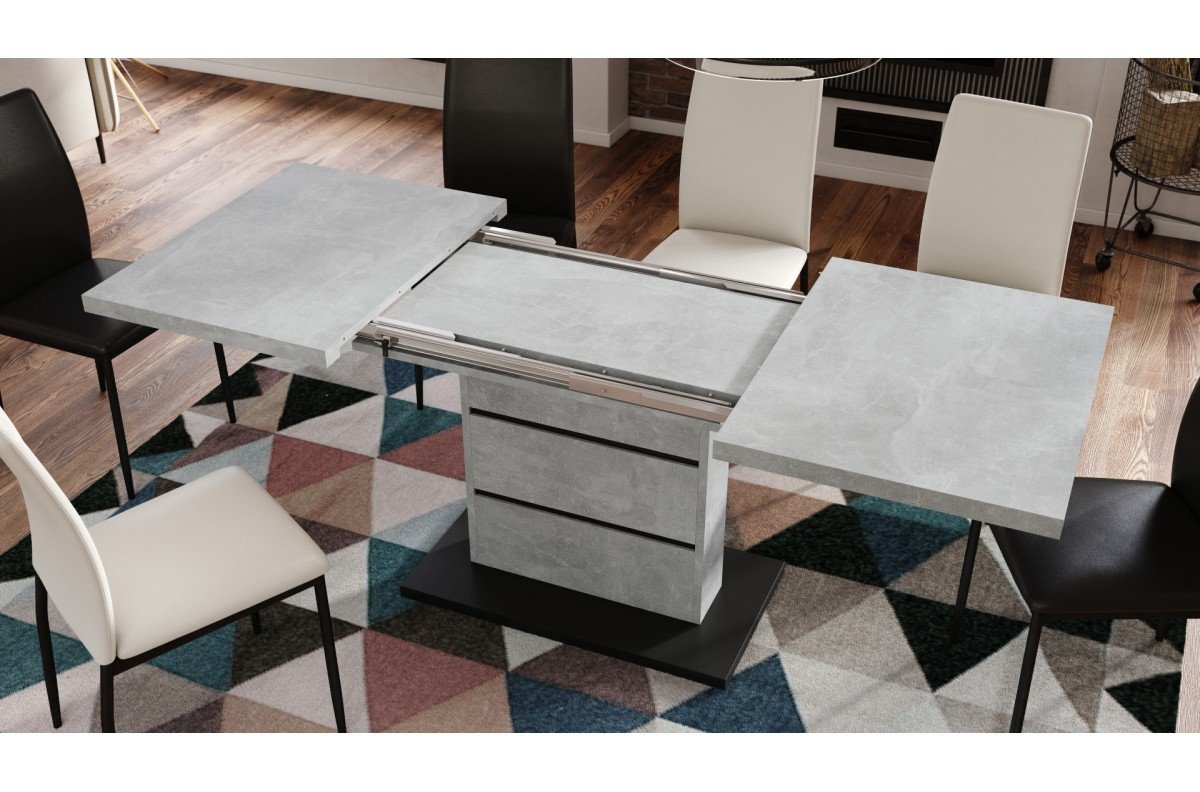 PIANO light concrete studio / matte black - MODERN table, extendable up to 200 cm! - Image 5