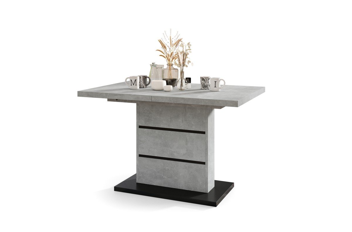 PIANO light concrete studio / matte black - MODERN table, extendable up to 200 cm! - Image 7