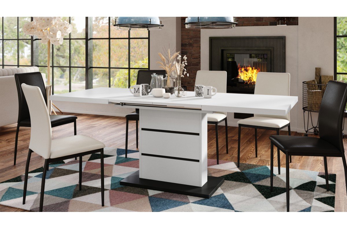 PIANO matte white/matte black - MODERN TABLE, UP TO 200 CM LENGTH! - Image 2
