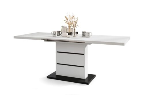 PIANO matte white/matte black – MODERN TABLE, UP TO 200 CM LENGTH!