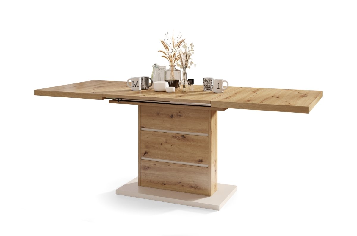 PIANO Artisan oak/beige (champagne color) - MODERN TABLE, UP TO 200 CM LENGTH!