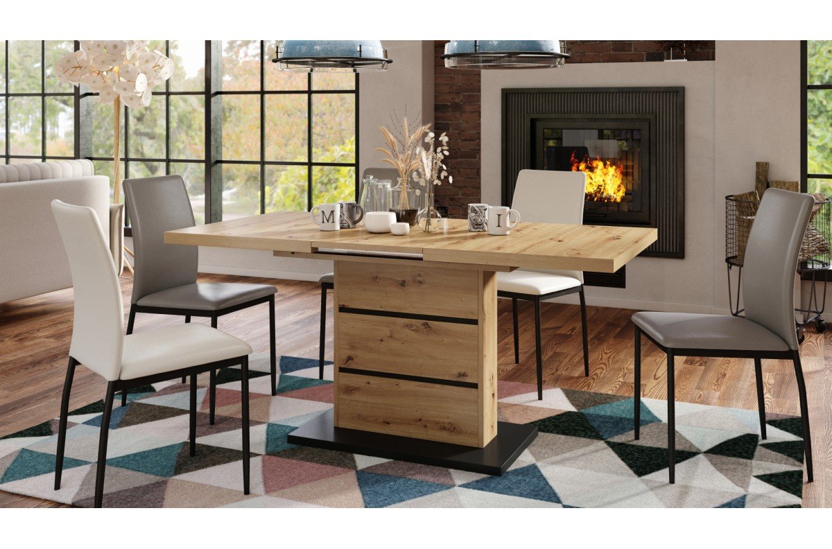 PIANO Artisan oak/matte black - MODERN TABLE, UP TO 200 CM LENGTH! - Image 3