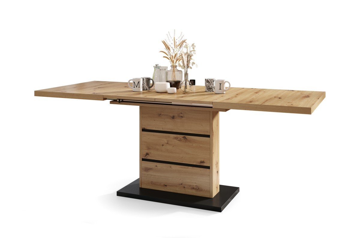 PIANO Artisan oak/matte black - MODERN TABLE, UP TO 200 CM LENGTH!