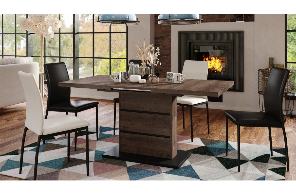 PIANO brown oak / matte black - MODERN TABLE, UP TO 200 CM LENGTH! - Image 3